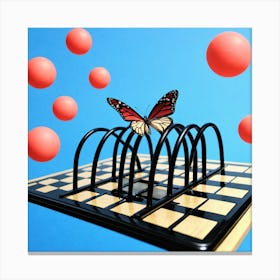 Butterfly On A Chess Board 22 Canvas Print