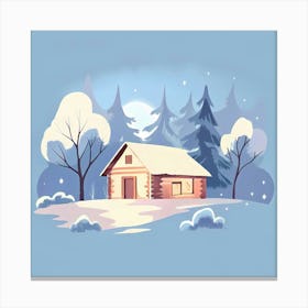 Winter House In The Woods Toile