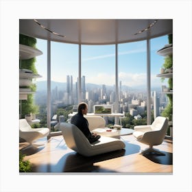 Futuristic Living Room 14 Canvas Print