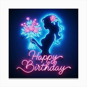 Happy Birthday Neon Sign 1 Canvas Print