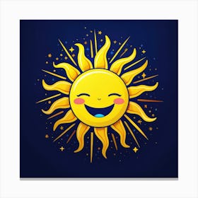 Lovely smiling sun on a blue gradient background 80 Canvas Print