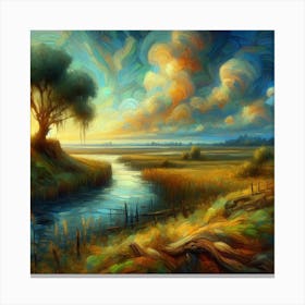 Sunset By The River Canvas Print