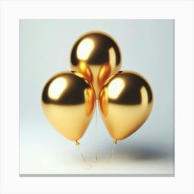 "Three Golden Orbs Floating in a White Void, a Minimalist Digital Artwork for Iamfy.co Wall Art Website Canvas Print