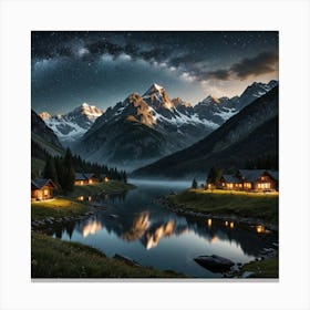 Mountainscape at Night Canvas Print