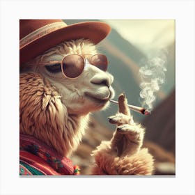 Llama Smoking Canvas Print