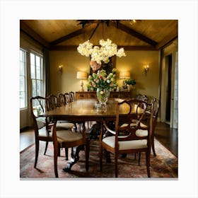 A Photo Of A Beautiful Dining Room Table 3 Canvas Print