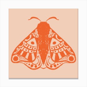 Vintage Moth Orange - Pink Canvas Print
