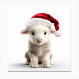 Lamb In Santa Hat Canvas Print