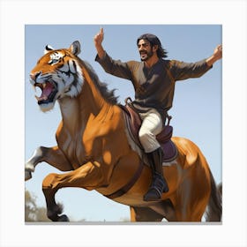 Man Riding A Tiger Canvas Print