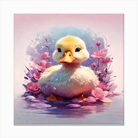 Duckling In Water Canvas Print