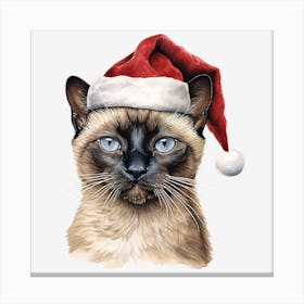 Siamese Cat In Santa Hat 4 Canvas Print