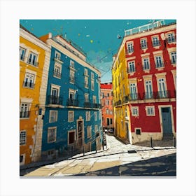 Colorful Buildings In Lisbon Canvas Print