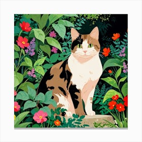 Cat In The Garden 2 Canvas Print