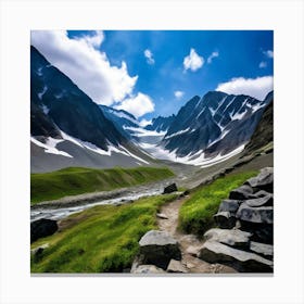 Peak Summit Ridge Glacier Snowcap Slope Elevation Climb Hike Trail Valley Range Gran Canvas Print