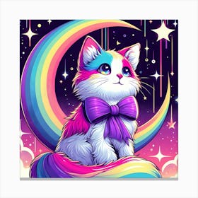 Rainbow Cat On The Moon 1 Canvas Print
