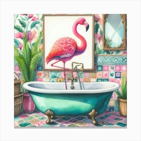 Flamingo Bath Canvas Print