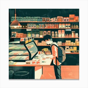 Man In A Shop Canvas Print