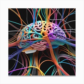 Brain With Colorful Wires 4 Canvas Print