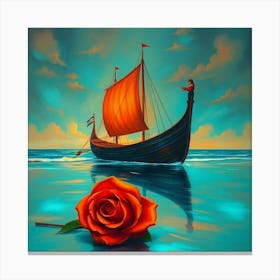 Rose On The Sea Canvas Print