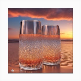Vivid Colorful Sunset Viewed Through Beautiful Crystal Glass Champagne, Close Up, Award Winning Phot (2) Canvas Print