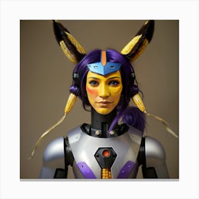 Robot With Purple Ears Canvas Print