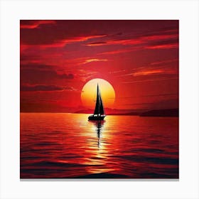 Sailboat At Sunset 10 Canvas Print