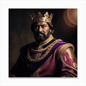 Dramatic Highcontrast Artistic Portrait Of A Powerful King Canvas Print