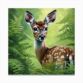 Fawn In The Forest Canvas Print