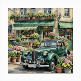 Vintage Car In Paris Canvas Print