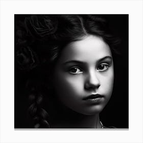 Black And White Portrait Of A Girl Canvas Print