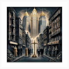 The Scales of Justice: A City Divided Canvas Print