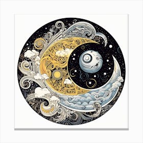 Moon And Stars 10 Canvas Print