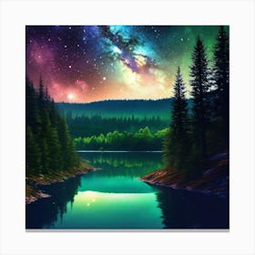 Night Sky Over Lake 14 Canvas Print
