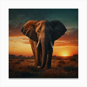 Sunset Elephant 1 Canvas Print