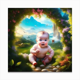 Baby In The Wonder Forest Canvas Print