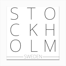 Stockholm Sweden Typography City Country Word Canvas Print