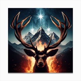 Deer In Flames Canvas Print