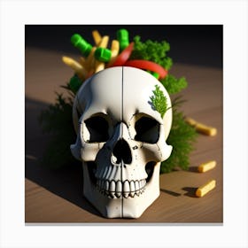 Skull With Vegetables Canvas Print