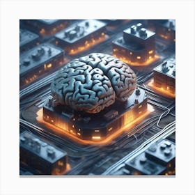 Brain On A City 3 Canvas Print