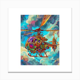 Retro Helicopter In The Sky 1 Canvas Print