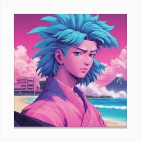 Anime Girl With Blue Hair Canvas Print