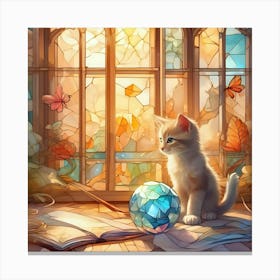 Cat In A Window Canvas Print