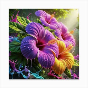 Colorful Hibiscus Flowers Canvas Print