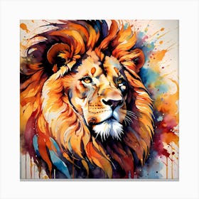 Highly Detailed Vibrant Lion Painting Canvas Print