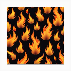 Flames On Black Background 16 Canvas Print