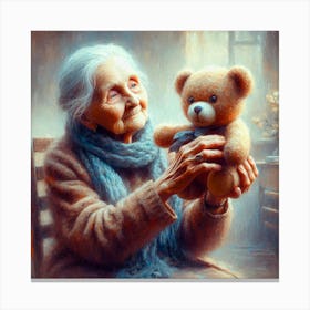 Old Lady With Teddy Bear 2 Canvas Print