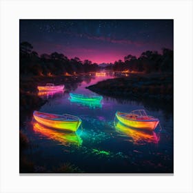 Boats In The Night Canvas Print