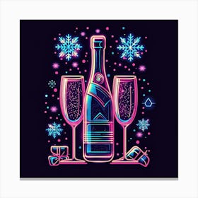 Vector Illustration Glowing Neon Champagne B Canvas Print