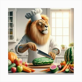 Chef Lion in the Kitchen Canvas Print