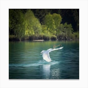 Firefly Majestic Swan Gliding Over Mystical Lake 4059 (2) Canvas Print